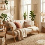 Zem Favela Bohem Üçlü Berjer Natürel Ahşap