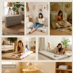 Zem Libre Katlanır Yatak,Katlanır Minder,Taşınabilir Yatak,Açık Krem