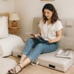 Zem Libre Katlanır Yatak,Katlanır Minder,Taşınabilir Yatak,Açık Krem - Görsel 4